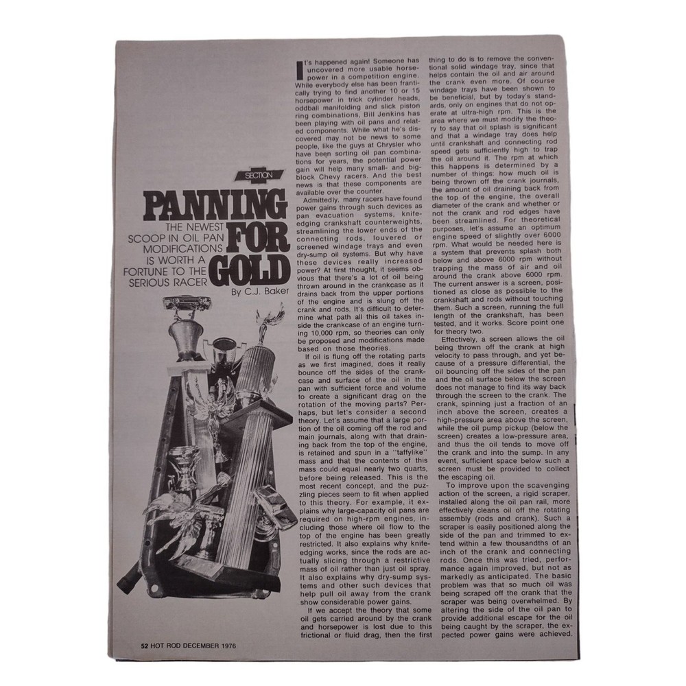 Hot Rod Magazine 1976 Loose Leaf Pages 49-52 & 103-108